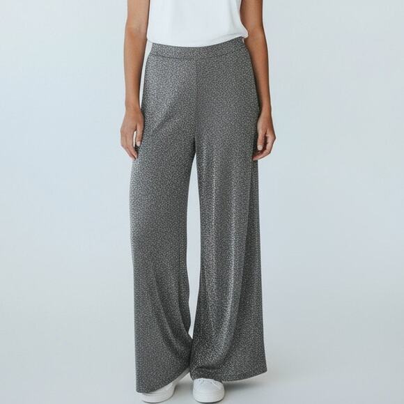 Express Womens 8R Grey Tweed Wide Leg High Rise Dress Pants Side Zip - Picture 1 of 7